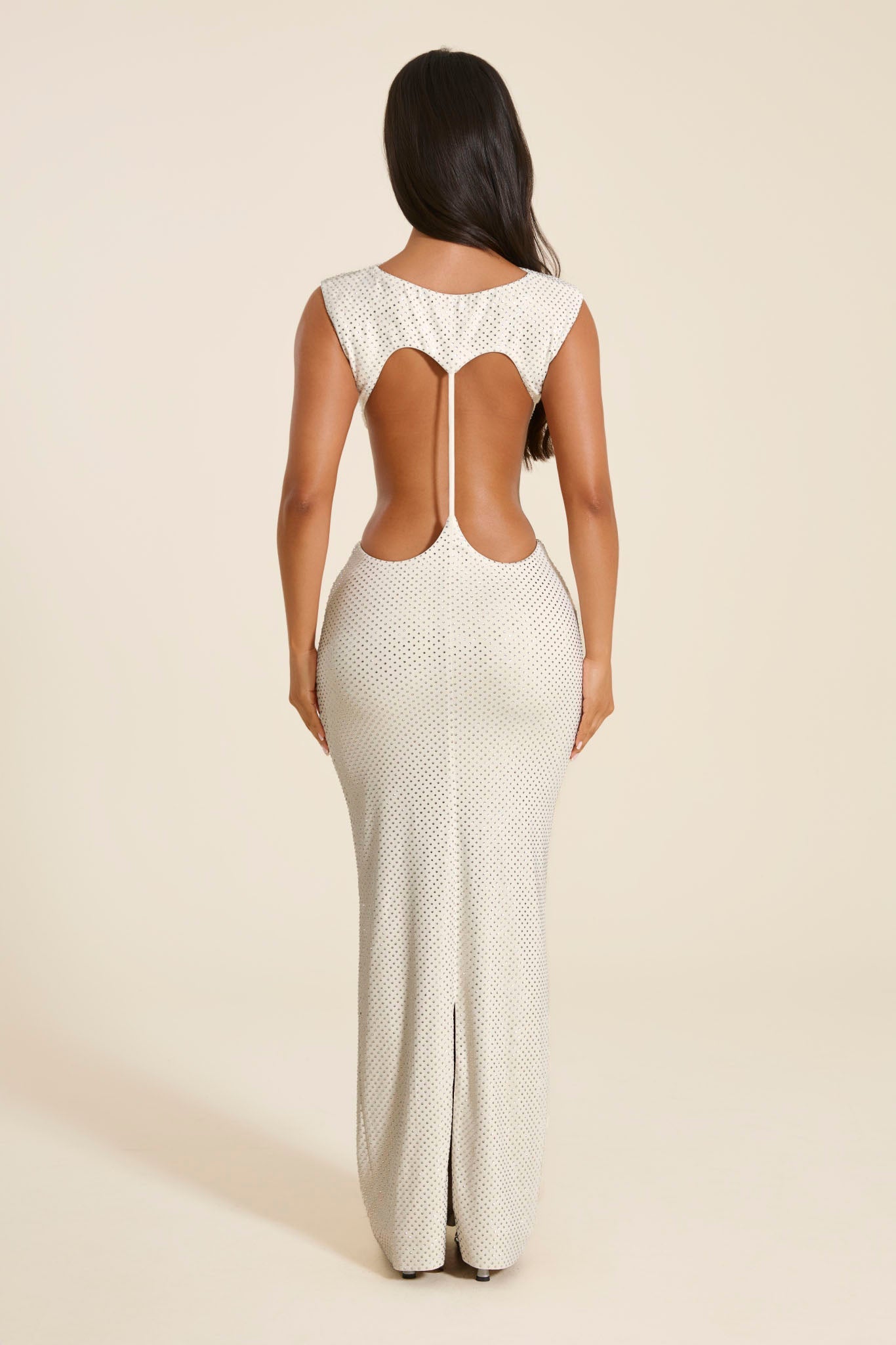 The Elara Sleeveless Maxi Dress in White