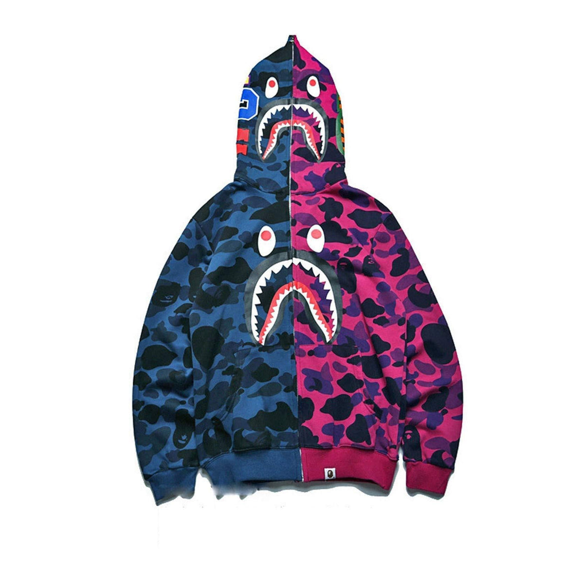 BAPE   Fall Winter Shark Split Blue Purple Camo Full‑Zip Hoodie