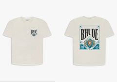 RHUDE letter printed 25S American retro printed short sleeved T-shirt for men and women, loose round neck street pure cotton top (29)