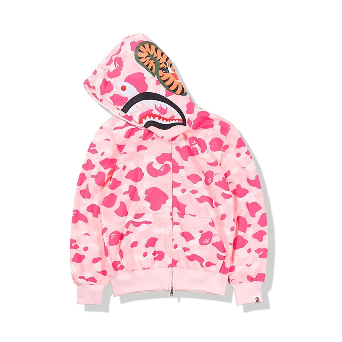 BAPE   Fall Winter  Shark Pink Camo Full‑Zip Hoodie