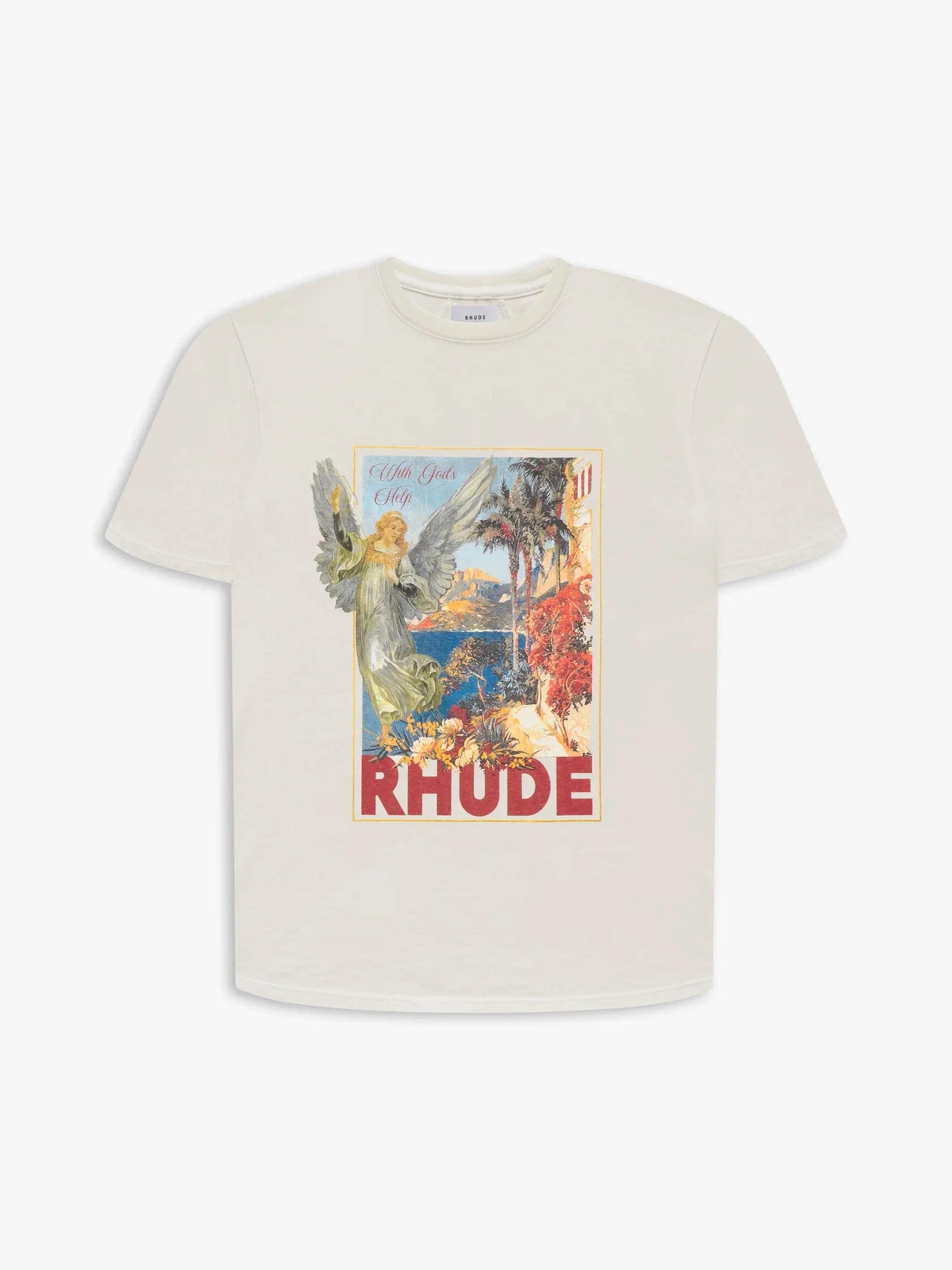 RHUDE letter printed 25S American retro printed short sleeved T-shirt for men and women, loose round neck street pure cotton top (16)