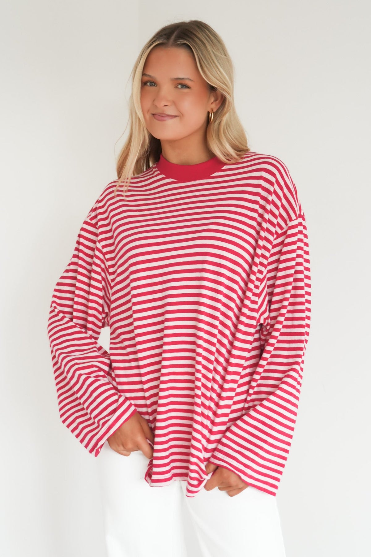 Paloma Long Sleeve Stripe Tee Red