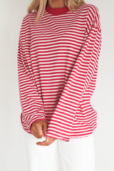 Paloma Long Sleeve Stripe Tee Red