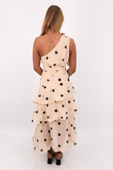 Seema Midi Dress Beige Polka Dot