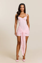 Tie Front Lace Mini in Pink